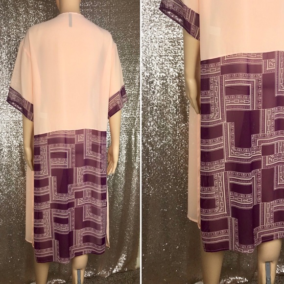 Peach & Maroon Aztec Maxi Duster - Picture 7 of 8